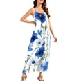thumbnail image 4 of Women's Boho Summer Maxi Dress Spaghetti Strap Sleeveless Leaf Print Loose Fit Flowy Long Dress Casual Beach Vacation Party Wedding Guest Sun Dress, 4 of 9
