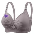thumbnail image 3 of LangJing Wirefree Bra, Women's Push-up Breathable Daily Underwear Small Print Bra Gray,XXXL, 3 of 5