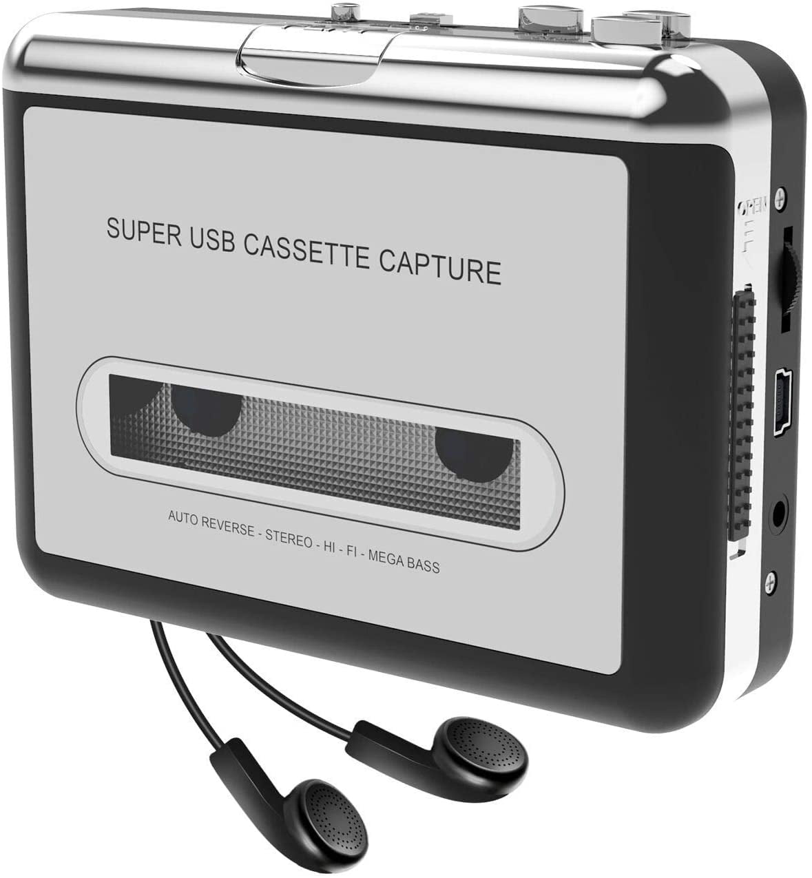 USB Cassette Player Converter The Mix Tapes and Cassette to Playback on for PC MP3 CD Switcher Capture Audio Music Player Portable with Headphones via USB 2.0 or Battery 