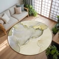 thumbnail image 3 of 6Ft Round Rug, Marble Yellow Non-Skid Rubber Backing Large Area Rugs - Living Room Bedroom Home Office, Modern Abstract Ink Painting Luxury Indoor Floor Mat Carpets Washable Rug, 3 of 9