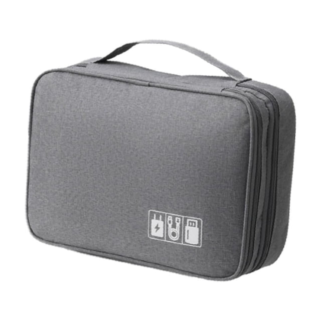 Power Bank Case Holder Bolsa De Almacenamiento Portátil Para Auriculares Para Oficina, Viajes, Hogar, Gris
