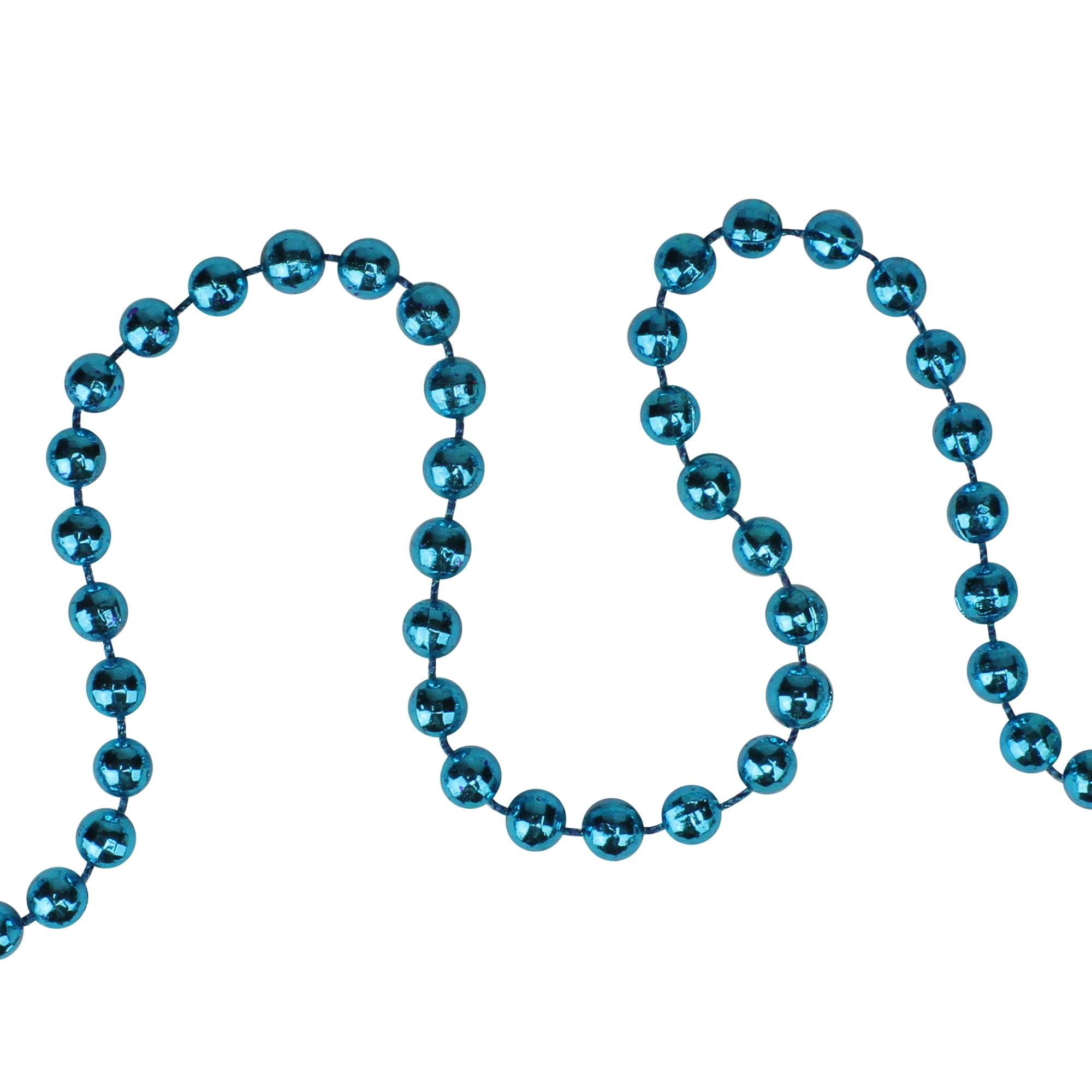 Northlight 15' X 0.25 Shiny Metallic Teal Blue Beaded Artificial Christmas Garland - Unlit - Size Feet