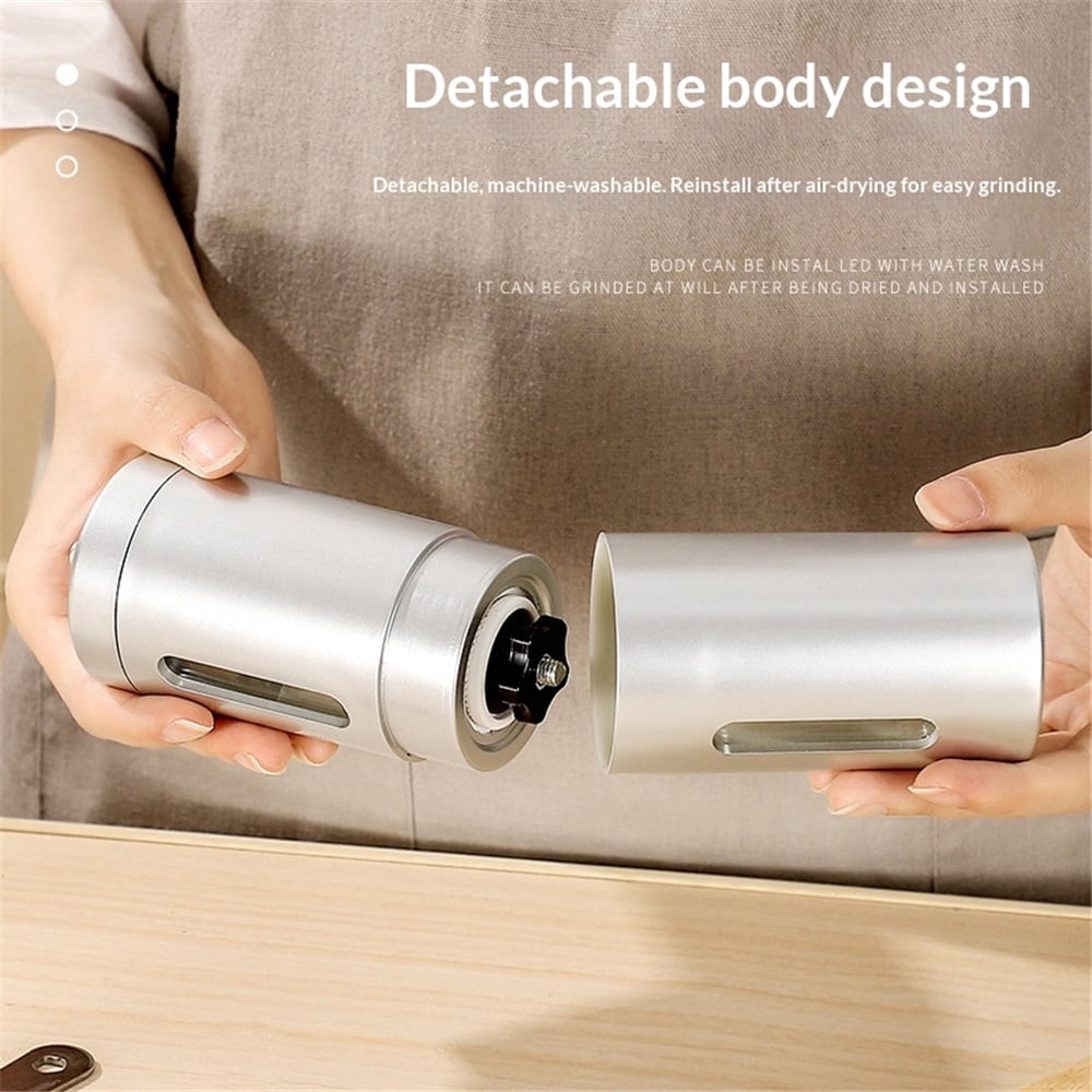 Manual Coffee Grinder - From Extra Course to Ultra Fine Grind, High Grade Conical Ceramic Burr Mill, Brushed Stainless Steel