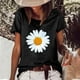 thumbnail image 1 of ICHUANYI Clearance Fashion Woman Causal Daisy Round Neck Printing Blouse Short Sleeve T-Shirt Summer Tops(Black, M) ICHUANYI WER2023080815009, 1 of 6