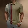 thumbnail image 2 of Men Polo Shirt Male Striped Printing Summer Fashion Casual Digital 3D Printing Lapel Button Men Polo Shirts Khaki M, 2 of 4