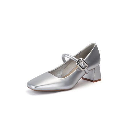 

French Bridal Wedding Shoes Chunky Heel Mary Jane Soft Leather Women‘s High Heels