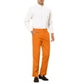thumbnail image 2 of INSPIRE CHIC Men's Slim Fit Trousers Flat Front Solid Color Business Pants 30 Orange, 2 of 7