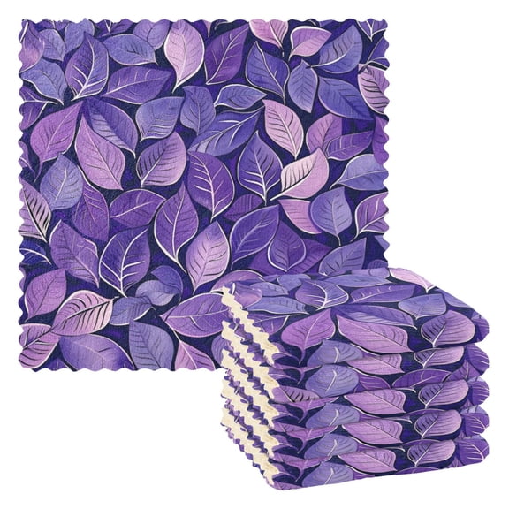 6 Pieces of Kitchen Towels 11x11Inch Kitchen Dish Cloths Kitchen Dish Towels Reuseable Cleaning Cloths Purple Leaf