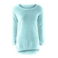 thumbnail image 4 of Scyoekwg Womens Long Sleeve Tops Dressy Casual Round Neck Plush Tops Tunic Shirts Classic Solid Color Comfy Loose Blouses Tshirts Pullover (#B01=Sky Blue,XXXXL), 4 of 5