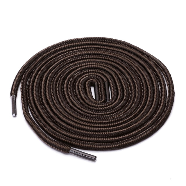 INSPIRE CHIC Unisex Round Rope Dual Colored Striped 1/5 Thick Boot Shoelace 150cm / 59.05" Dark Brown Coffee