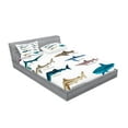 thumbnail image 2 of Ambesonne Fish Fitted Sheet & Pillow Sham Set, Cartoon Shark Types Wild, King, Multicolor, 2 of 2