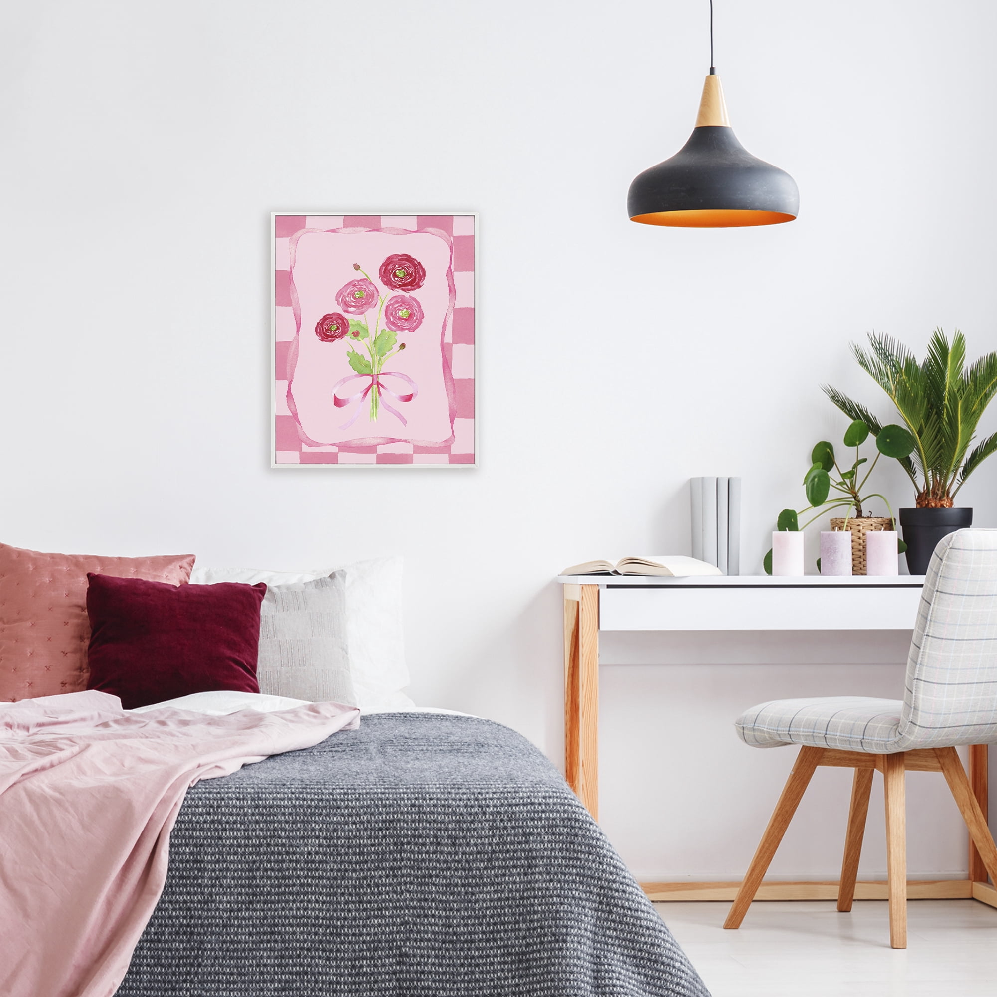 Pretty And Sweet Ranunculus White Framed Giclee Art, design by Nina Jacobs