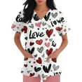 thumbnail image 3 of Resicozy Valentine's Day Women's Short Sleeve Scrub Tops V Neck Heart Printed Uniform with Pockets for Nurse Work Shirts Deep Red S, 3 of 5