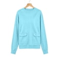 thumbnail image 5 of Women's Sweatshirt Crewneck Long Sleeve Oversized Solid Color Pullover Tops with Pockets Light Blue S, 5 of 7