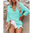 thumbnail image 2 of Siliteelon Casual Button Down Shirts for Women Long Sleeve Cotton Gauze Blouse with Pocket, 2 of 4