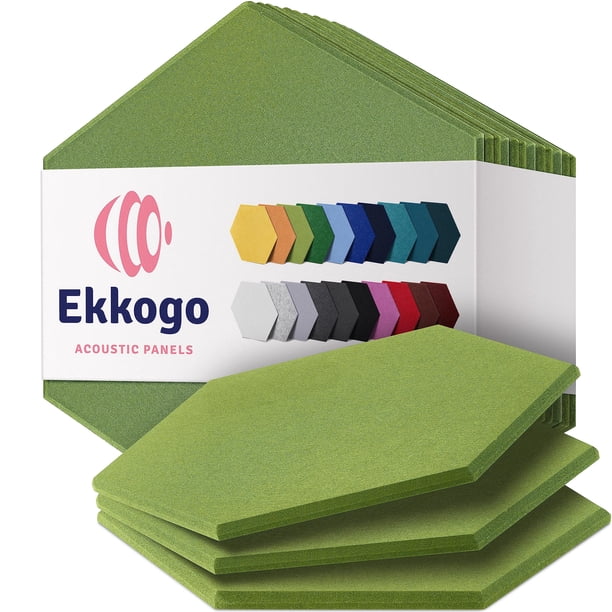 Paneles acústicos Ekkogo de pared insonorizados, paquete de 12 unidades, 35,56 x 30,73 x 1 cm