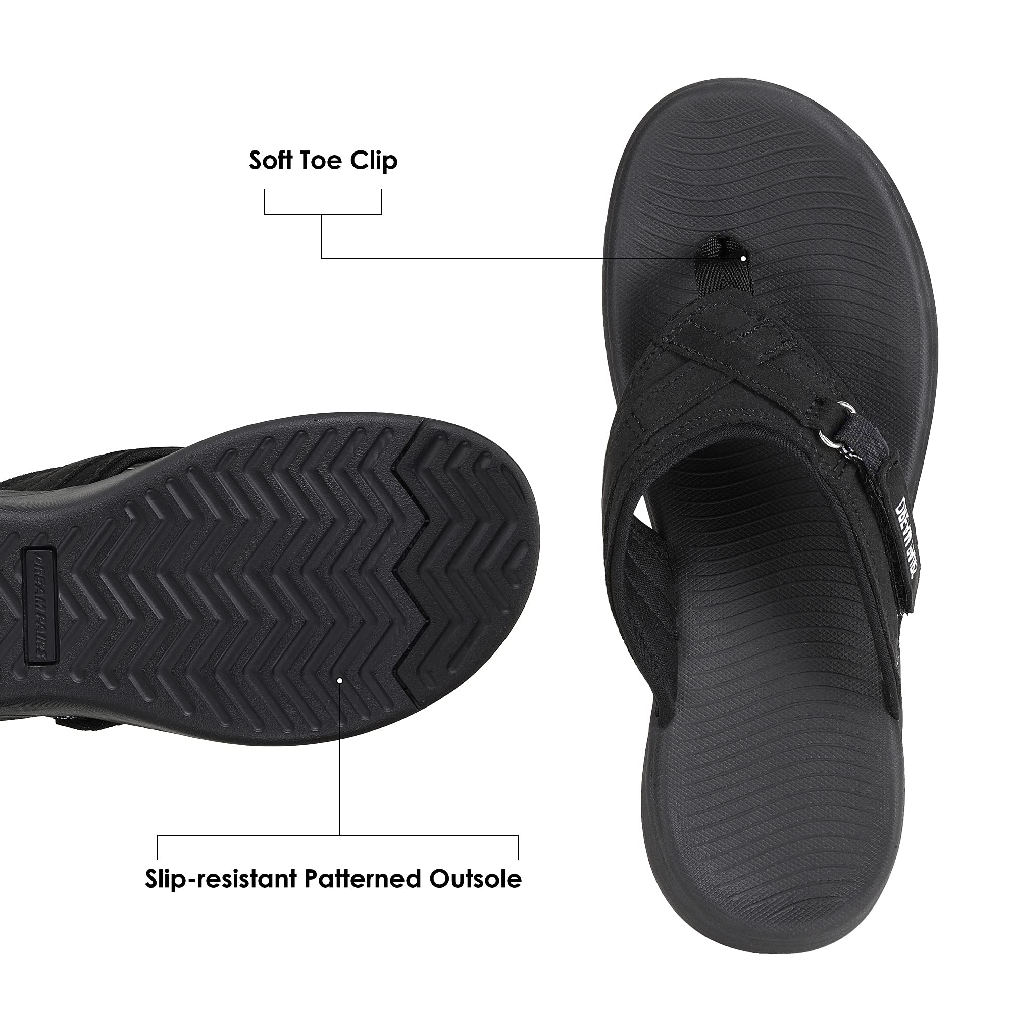Dream Pairs Women's Flip Flops with Arch Support, Black photo 6