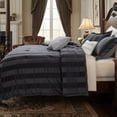 thumbnail image 6 of Regency Heights Queen Size Velvet Striped Comforter Set, 5-Piece Luxury Comforter Bed Set for All Seasons, Black Cozy Bedding Sets with Decor Pillows, 6 of 12