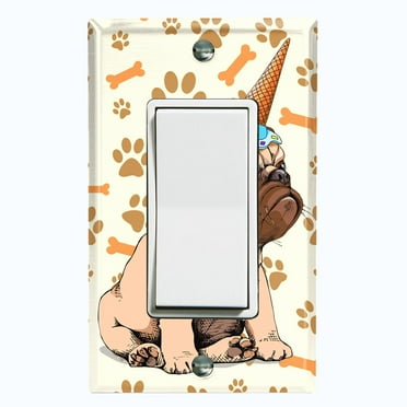 Metal Light Switch Plate Cover Ice Cream Pug Unicorn Purple DOG047