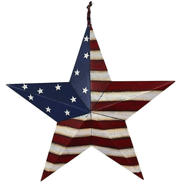 Attraction Design Patriotic Metal Barn Star Wall Decor, 22inch Hanging Country Rustic Metal Star