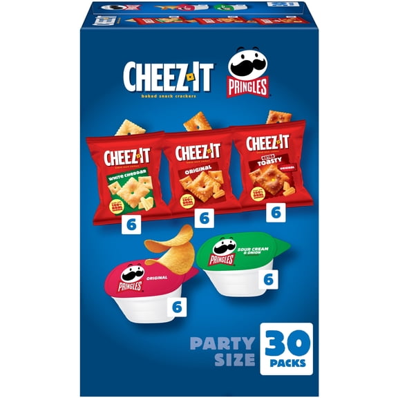 Cheez-It, Pringles, Salty Snacks, Party Size, Variety Pack, 26.58oz Box (30 Packs)