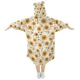 thumbnail image 2 of FORMRS Wearable Blanket Hoodie with Sleeves for Kids Cozy Flannel Sweatshirt, Beige Sunflower Pattern, 2 of 7