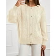 thumbnail image 6 of FreshPretty Chunky Cardigan Sweaters for Women Fall Fashion Button Lantern Long Sleeve Cable Knit Winter Coats Outerwear, 6 of 7