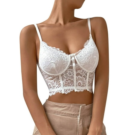 HYSYSB Sports Bras for Women balconette Bras for Women bras for Women seamless Bra womens Fashion Sexy Round Neck Wrapped Chest Solid Color Vest Tank Shirt Blouse bralettes for Women White S