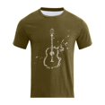 thumbnail image 5 of Rggeeun Men'S T-Shirt Classic Watercolor Guitar Graffiti Cotton Blend Knit Short Sleeve Crew Neck Relaxed Fit For Club Party Vintage Tee,Army Green,L, 5 of 5