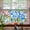 Pink, Green & Blue, variant on Stained Glass Window Film for Home Bathroom, Privacy Decorative UV Blocking Static Cling Covering