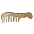 thumbnail image 1 of Green Sandalwood Wide Tooth Comb, Handmade for Curly Hair Detangling, 18.5cm Length with Rounded Tips, 1 of 7