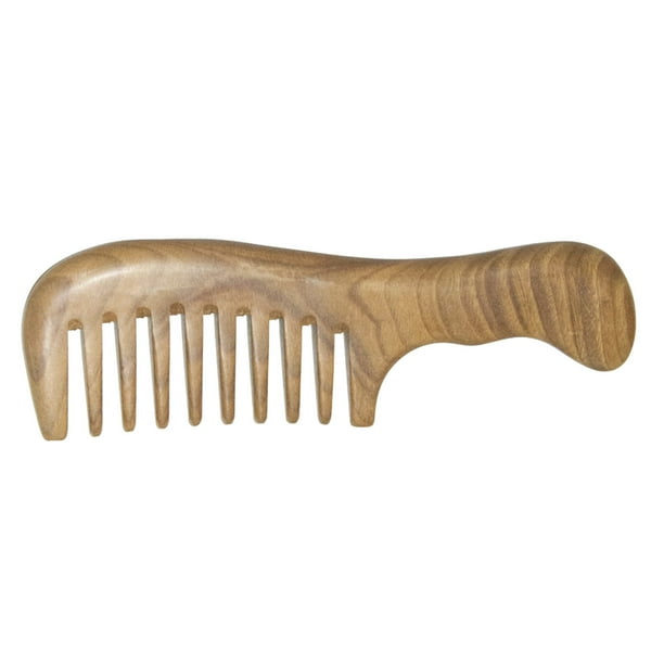 Peine de madera de púas anchas Peine para el cabello Peine de púas anchas para cabello rizado Peine de sándalo verde para desenredar el cabello para mujeres y niñas