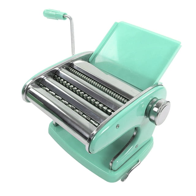 Máquina multifunción para hacer pasta con manivela, para lasaña, fettuccine, dumplings, color verde menta, con ventosa y 3 cuchillas.