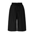 thumbnail image 5 of Lenpel Capri Pants for Women Casual Elastic High Waisted Drawstring Cropped Hiking Pants Lightweight Athletic Joggers, 5 of 6