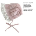 thumbnail image 3 of YAOBAMM Summer Hat Newborn Baby Hat Lace Brim Rounded Top Solid Color Lace up Beanie UV Protection Accessories Cute Infant Bonnet, 3 of 7
