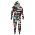 thumbnail image 2 of Odeerbi Christmas Onesie Pajamas for Family Holiday Sleep Jumpsuit Long Sleeve Family Christmas Pajamas Matching Sets Dad Fashion Printed Hooded Jumpsuit Sleepwear PJs Set Blue, 2 of 5