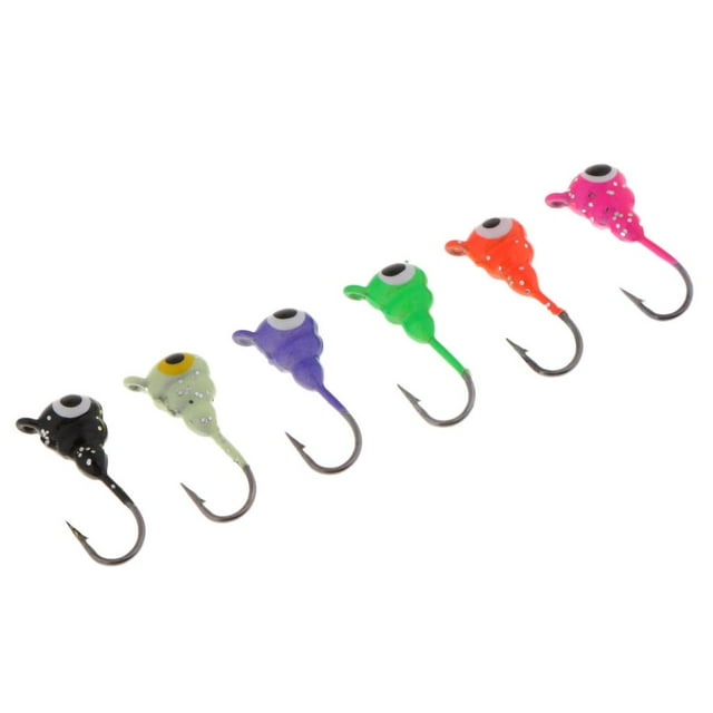 6 unids / pack gancho de pesca en de invierno señuelo de plantilla anzuelos cebos