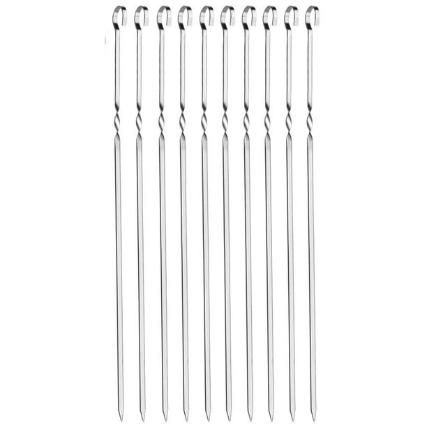 Brochetas de barbacoa de acero inoxidable, 10 piezas de brochetas de kebab de acero inoxidable, palitos de brocheta reutilizables, parrilla de kebab de 41 cm para fogata o tazón de parrilla Ofspeizc LKX-0333