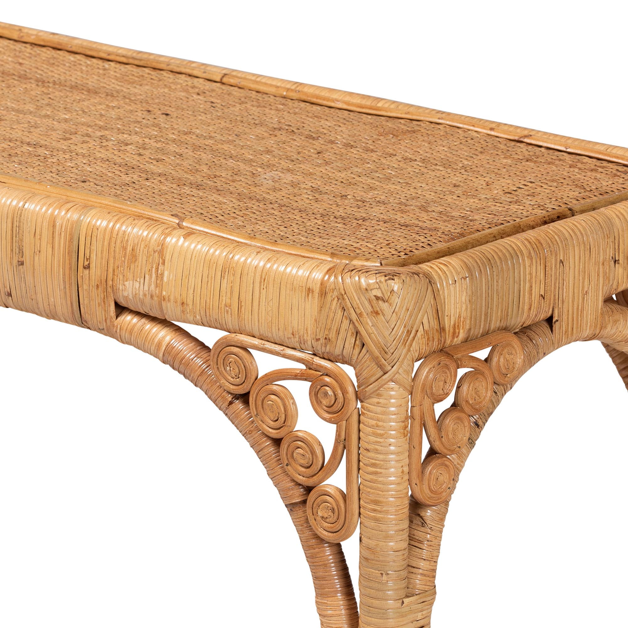 bali & pari Ramona Rattan BOHO Console Tables, Light Honey