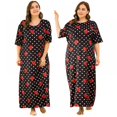 thumbnail image 4 of Robe Grande Taille pour Femmes Jupe Longue Rétro Manches Courtes Robe de Maison Chemise de Nuit Florale Pyjama Ample Longue Robe, 4 of 9