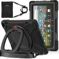 thumbnail image 2 of For Kindle Fire HD 8 Tablet 12th Generation 2022 Release Case, 360 Rotatable Handle Stand, Shoulder Strap, Drop-Proof Design, Black, 2 of 7