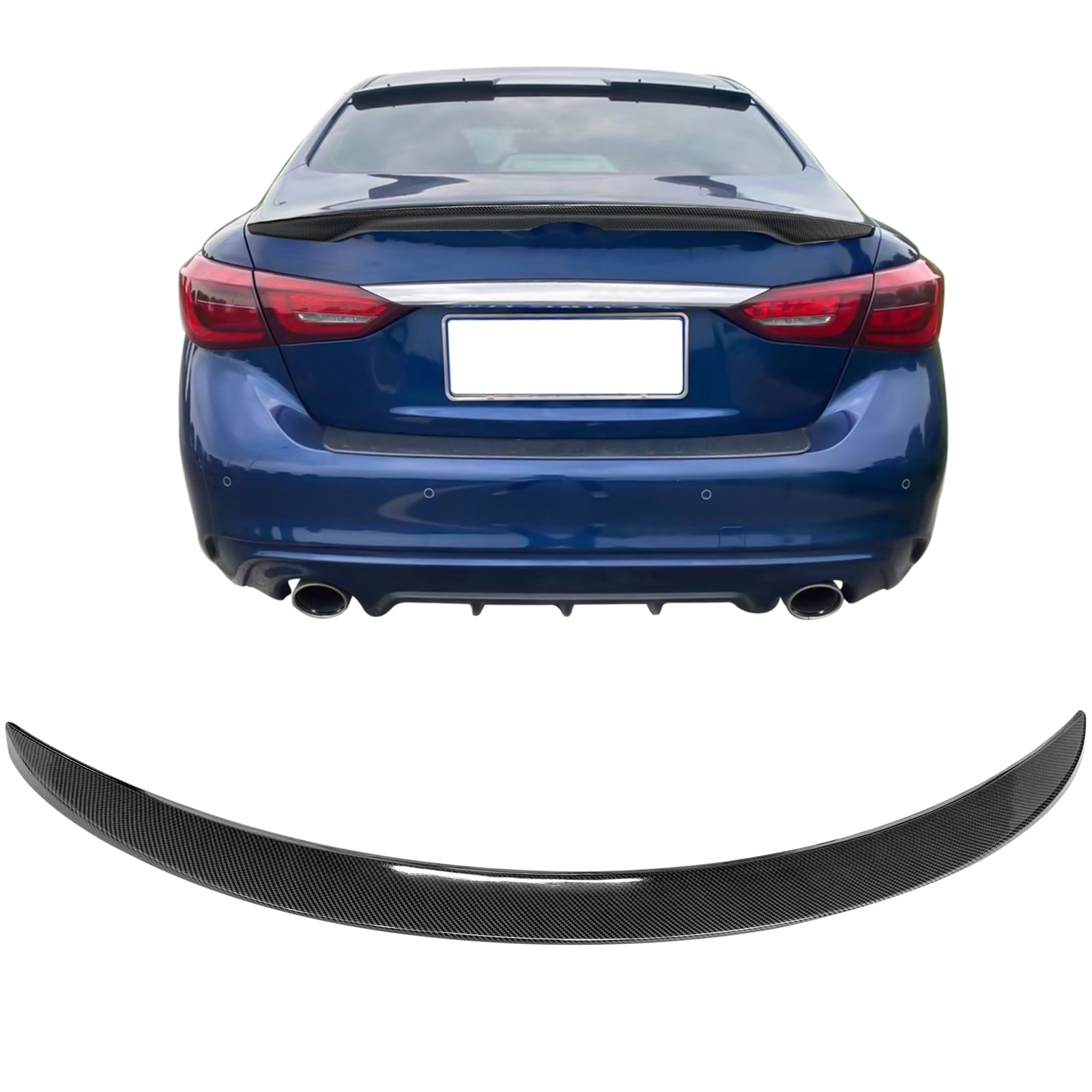 Carbon Fiber Spoiler IKON MOTORSPORTS, Trunk Spoiler Compatible With 2014-2024 Sedan , Matte Carbon Fiber Japanese Style Rear Spoiler Wing, 2015 2016 2017 2018 2019 2020 2021 – Ikon Motorsports Infiniti Q50