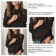 thumbnail image 3 of Blusa tipo jersey para mujer, Top con cuello redondo, manga larga acampanada, cuello redondo hueco, blusa acampanada de encaje de manga larga, negro XL, 3 of 4