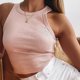thumbnail image 1 of Ribbed Tank Top Women White 20202 Summer Casual Fitness Short Vest Candy Colors Knitted Off Shoulder Sexy Crop Top Women Tanks, 1 of 4