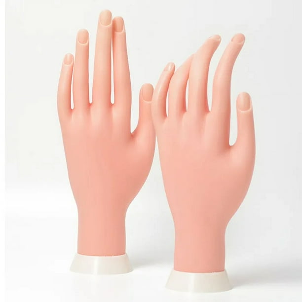 Mano de práctica para uñas acrílicas (2 piezas), mano de uñas flexible, práctica de entrenamiento de uñas, uñas postizas, práctica de manos de maniquí, manicura, práctica de manos con uñas