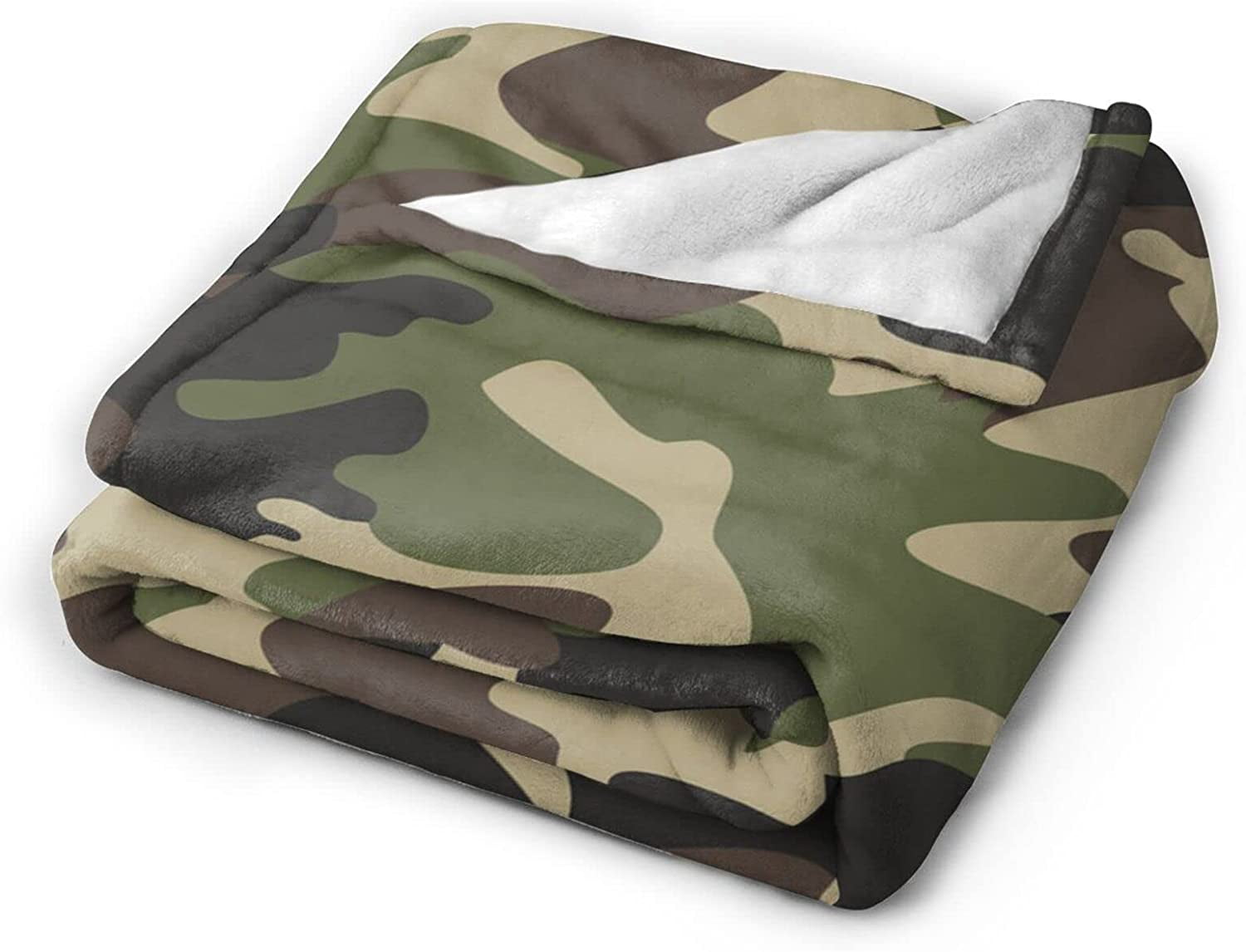 Military Camouflage Throw Blanket Ultra Soft Warm All Season Green Camo Decorative Fleece Blankets for Bed Chair Car Sofa Couch Bedroom 60"X50"