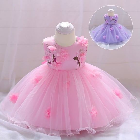 CAIXIA Girls Sequin Formal DressesElegant Floral Embroidery Lace Pageant Gown For Toddler Girls Sleeveless Party Evening And Wedding Attire Fashion Dress,Purple,6-12 Months