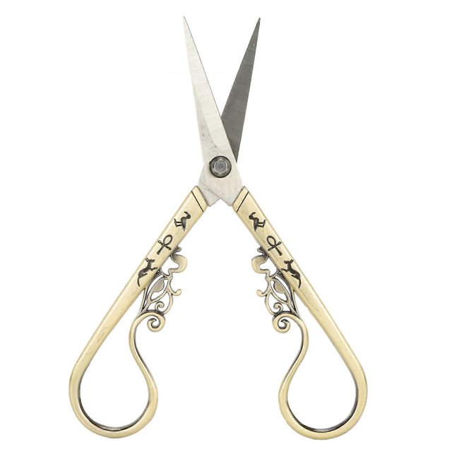 Embroidery Sewing Scissor Vintage DIY Stainless Steel Paper Fabric Cutting Scissor for Household Daily Use Cyan