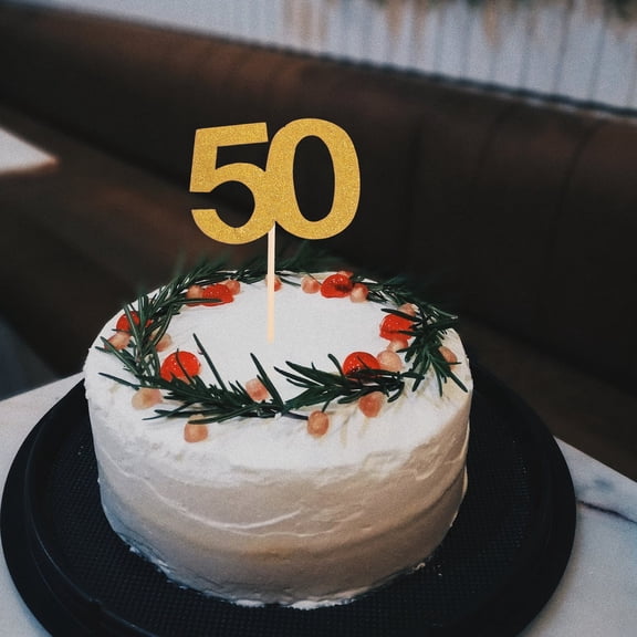 24pcs Golden Number 50 Cake Toppers for Birthday Party Decorations, Shiny Picks Ideal for Celebrations and Special Occasions