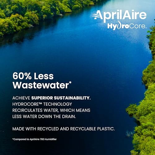 AprilAire 720A Whole-House Fan-Powered Evaporative Humidifier – 21 Gallons Per Day, Water Saving With Automatic Digital Control for up to 6,250 Sq. Ft., Part of the AprilAire Healthy Air System